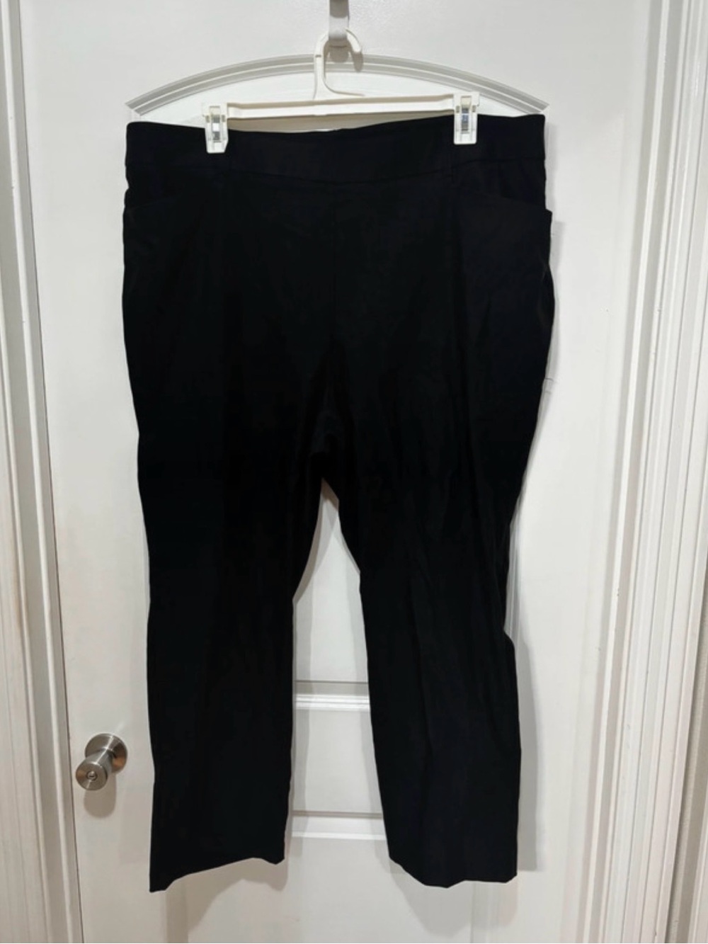 RAFAELLA Black Women's Classic Stretchy Straight-Leg Pants 22